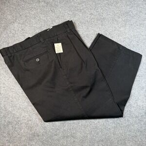 Vintage Ermenegildo Zegna Pants Mens 40x25 Black Cotton Pleated Chino Italy